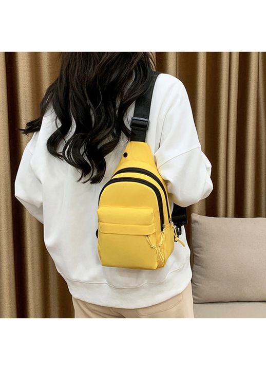 Rucsac crossbody YANYXR galben 30x18x8cm cu buzunar pentru casti