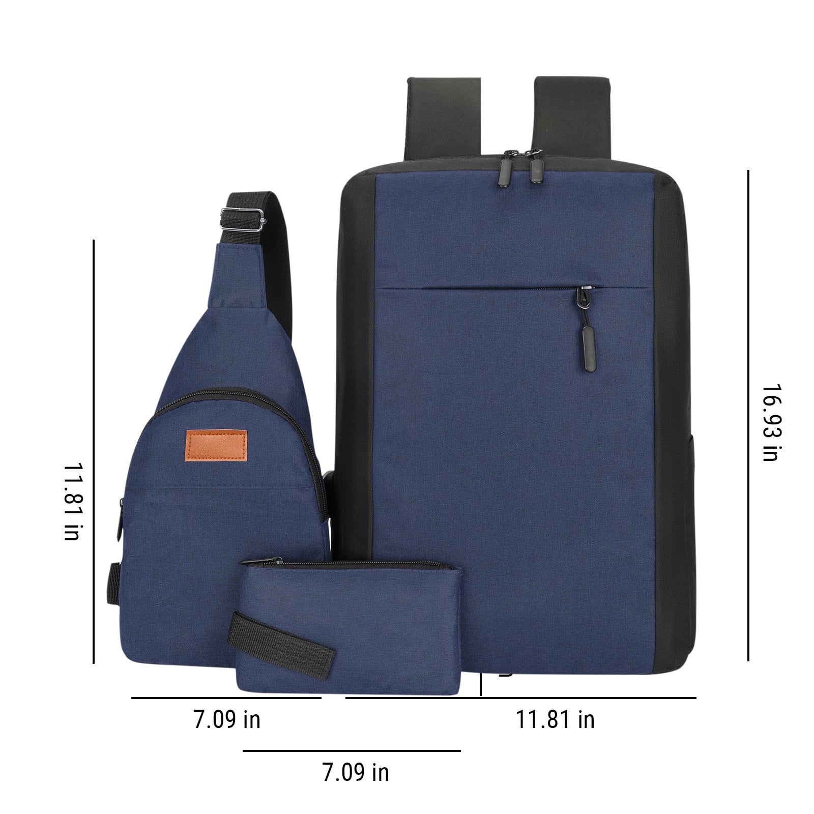 Rucsac laptop set 3 piese, albastru, 43x30x13cm