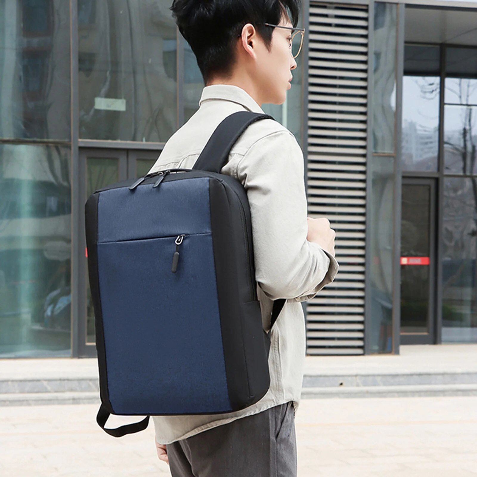 Rucsac laptop set 3 piese, albastru, 43x30x13cm