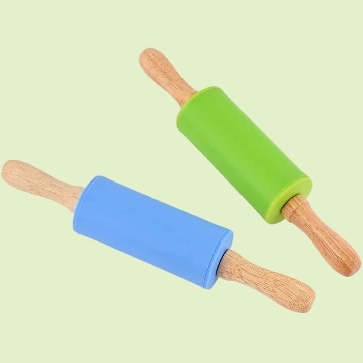 Gyermek sodrófa mini szilikon, fa nyél, 23cm, 2 darabos szett
