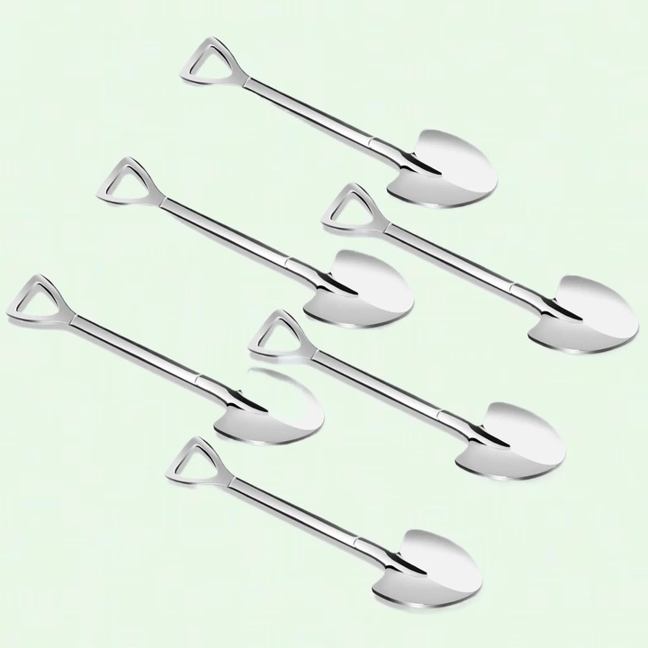Set 6 linguri espresso din inox 304, lucios, rezistent, 12 cm