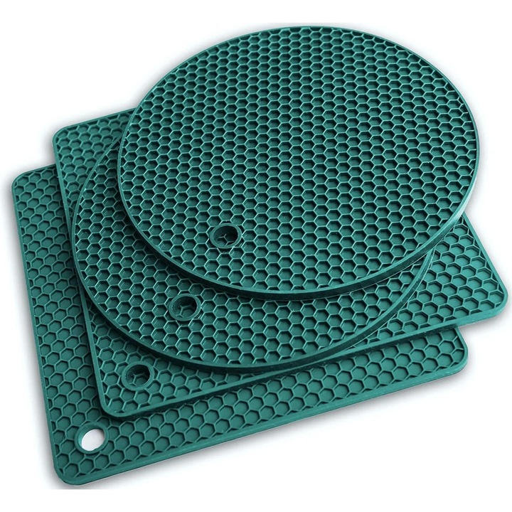 Suport silicon pentru vase fierbinti set 4 buc multicolor 18x18x0.7cm