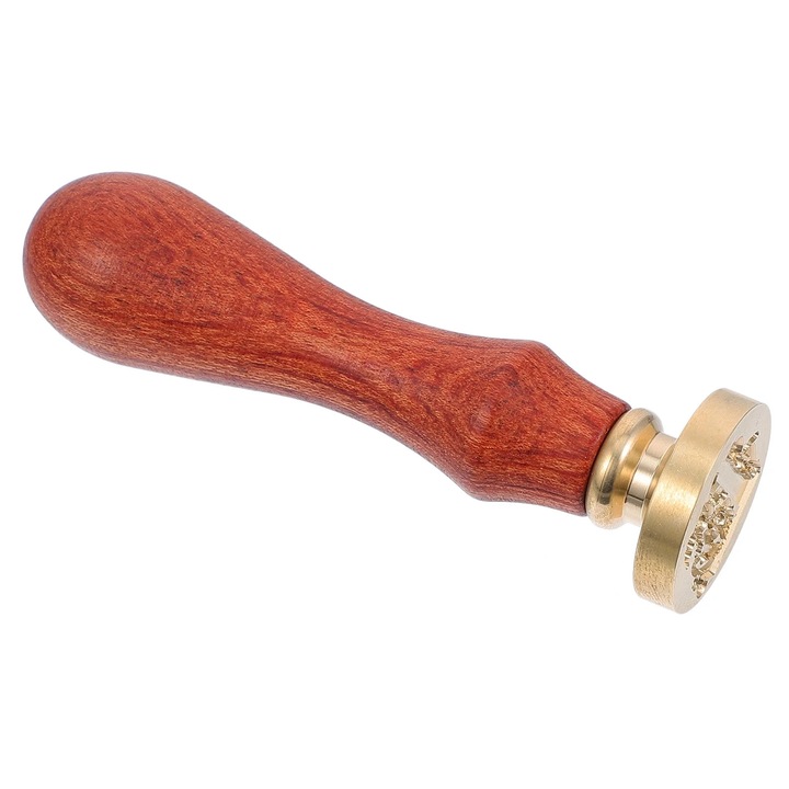 Stampila sigiliu retro, alfabet, cupru si lemn, 8.8x2.4x2.4cm