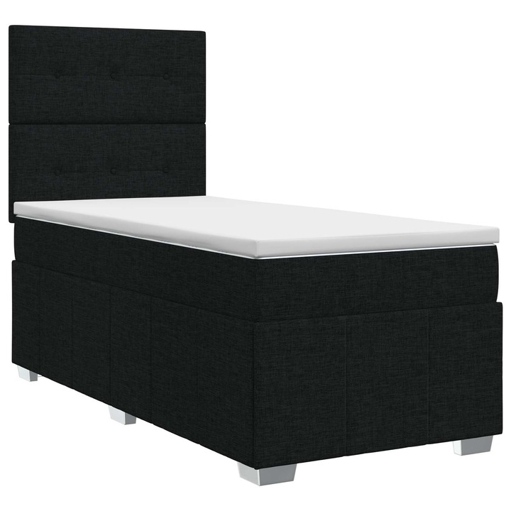 vidaXL Boxspring ágy matraccal fejtámlával Fekete 90 x 190 cm Szövet 3454031