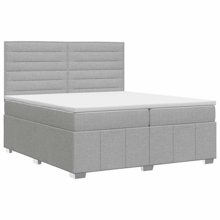 vidaXL Boxspring ágy matraccal Világosszürke 200 x 200 cm Szövet 3454211