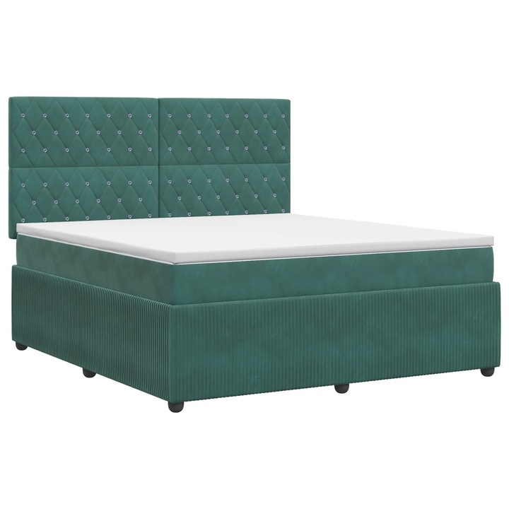 vidaXL Boxspring ágy matraccal Sötétzöld 140 x 190 cm Bársony 3454598