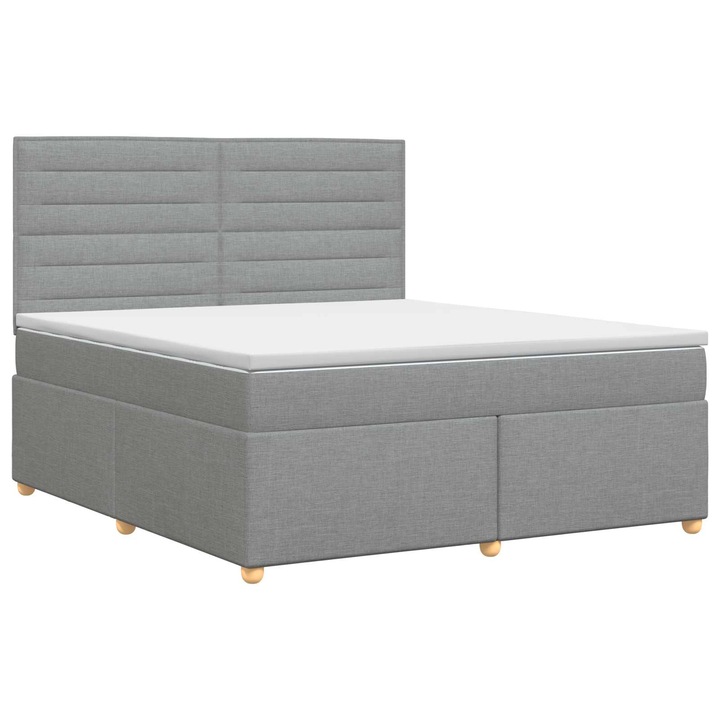 vidaXL Boxspring ágy matraccal Világosszürke 140 x 190 cm Szövet 3453872