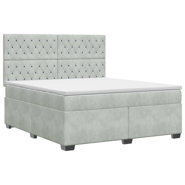 vidaXL Boxspring ágy matraccal Világosszürke 140 x 200 cm Bársony 3453650