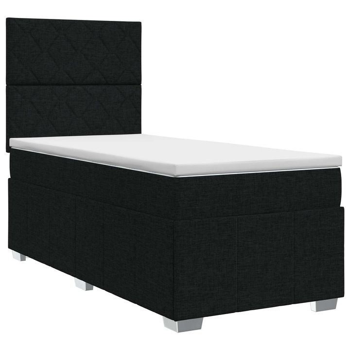 vidaXL Boxspring ágy matraccal fejtámlával Fekete 100 x 200 cm Szövet 3454080