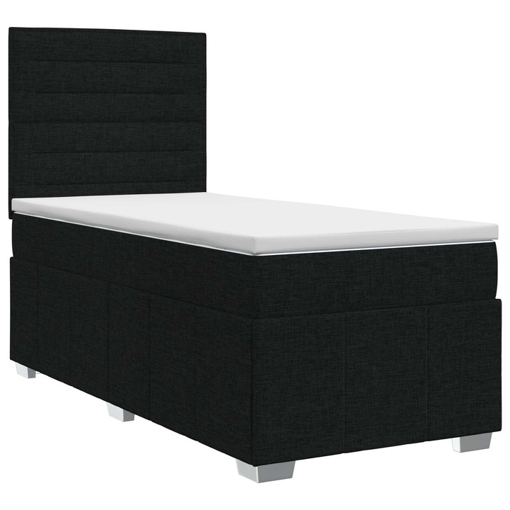vidaXL Boxspring ágy matraccal fejtámlával Fekete 90 x 200 cm Szövet 3454045