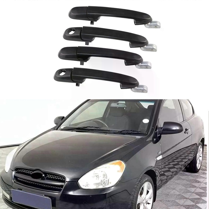 4 db külső ajtókilincs készlet, Hyundai Accent Dodge Attitude, első hátsó, fekete, univerzális