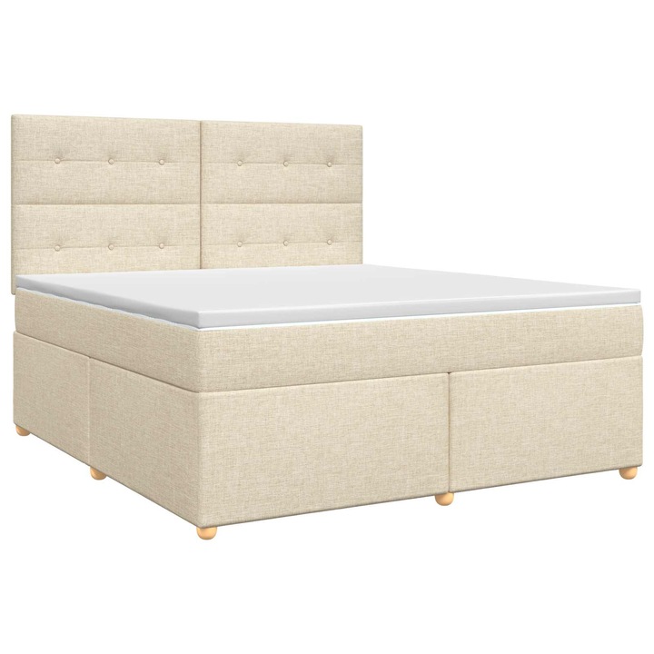 vidaXL Boxspring ágy matraccal Krémszínű 140 x 200 cm Szövet 3453905