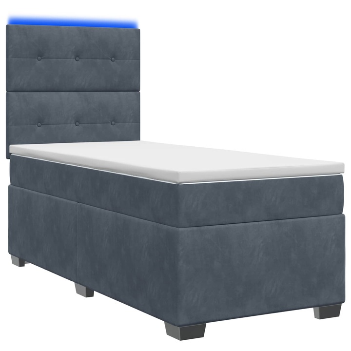 vidaXL Boxspring ágy matraccal Sötétszürke 100 x 200 cm Bársony 3455049