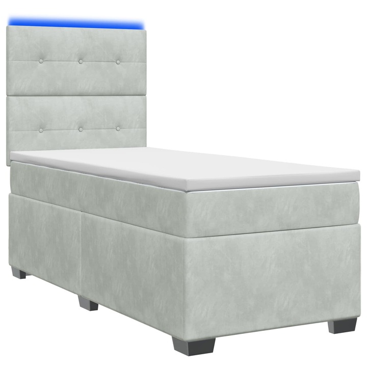 vidaXL Boxspring ágy matraccal Világosszürke 90 x 190 cm Bársony 3455012