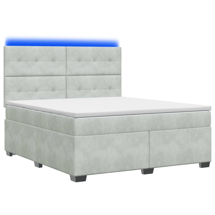 vidaXL Boxspring ágy matraccal Világosszürke 160 x 200 cm Bársony 3455138