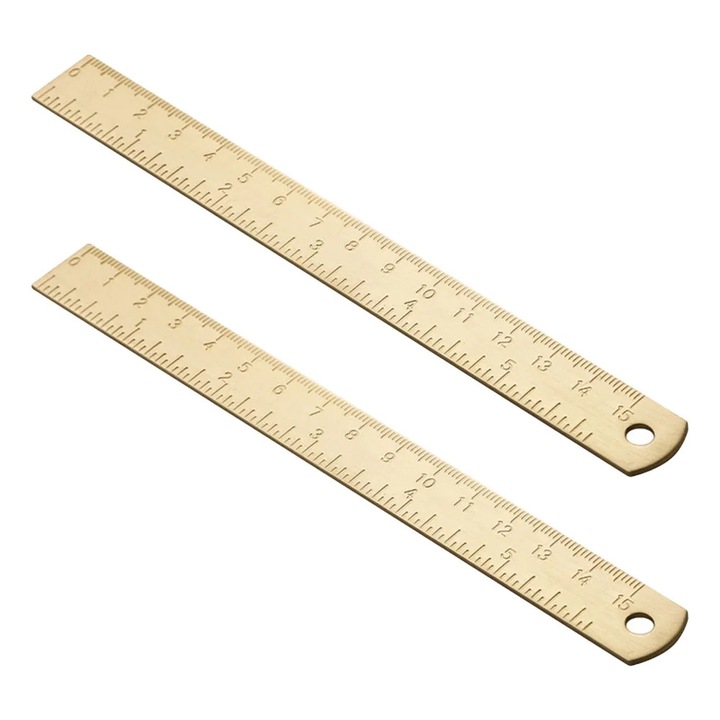Set 2 rigle marcatoare din alama, aurii, 16x1.7x0.1cm