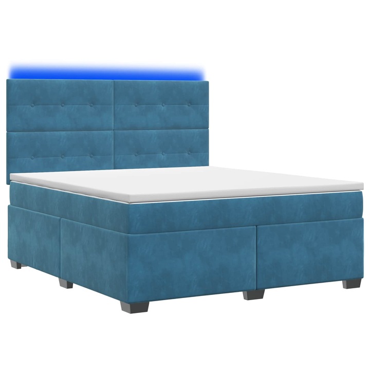 vidaXL Boxspring ágy matraccal fejtámlával Kék 140 x 190 cm Bársony 3455106