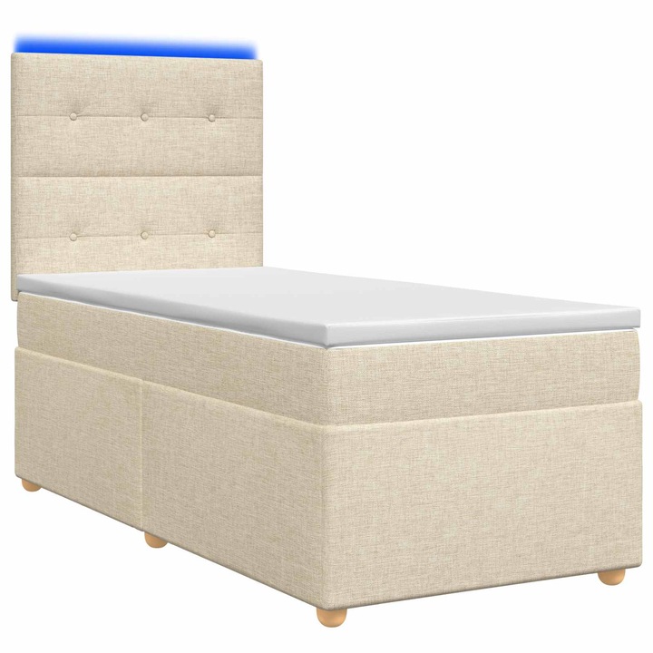 vidaXL Boxspring ágy matraccal Krémszínű 100 x 200 cm Szövet 3455285