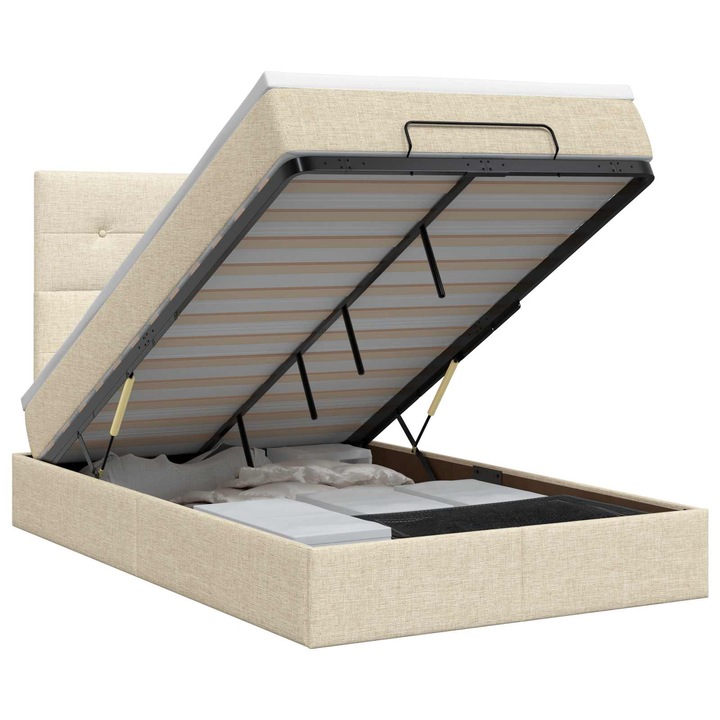 vidaXL Óriáságy matraccal fejtámlával Krémszínű 120 x 190 cm Szövet 3457478