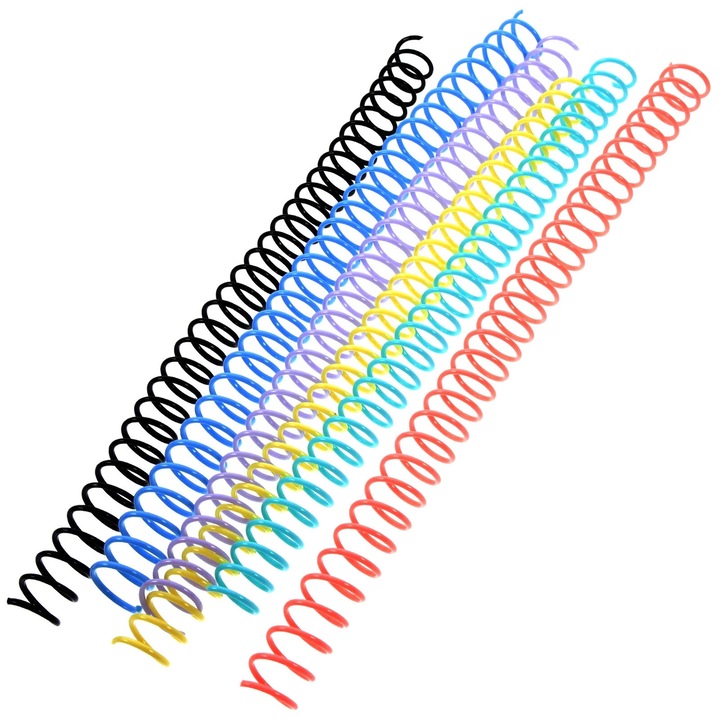 Set 6 spirale plastic pentru legat foi, multicolor, 27x1.6x1.6cm