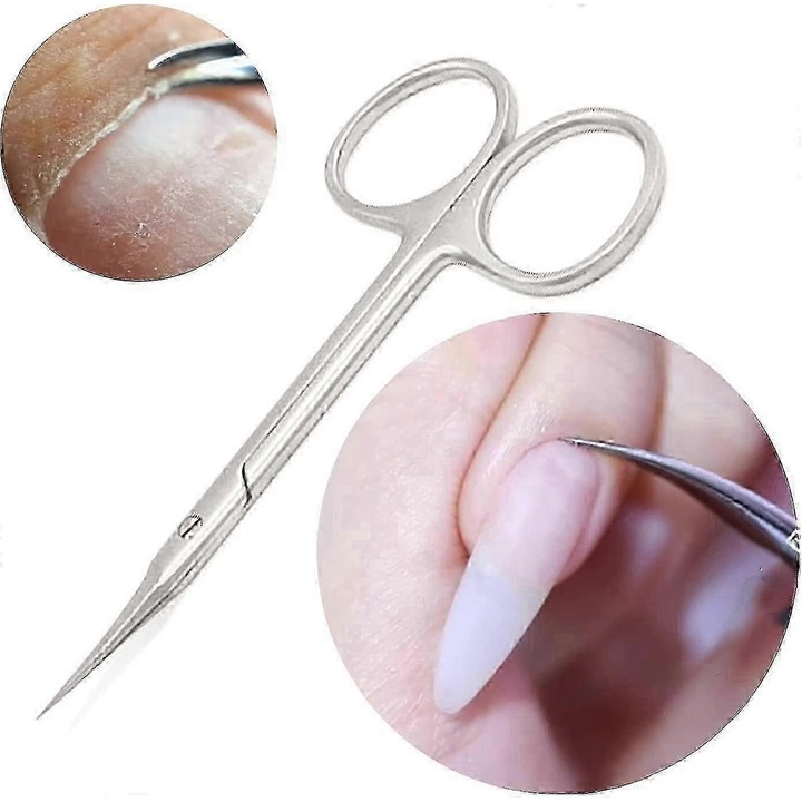 Manikűr pedikűr olló, rozsdamentes acél, körömágybőr vágó, 10cm