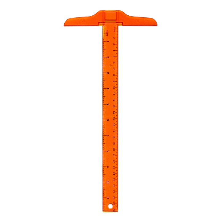 Set 2 rigle T din plastic, portocaliu, 30x15x0.2cm, dublu sens