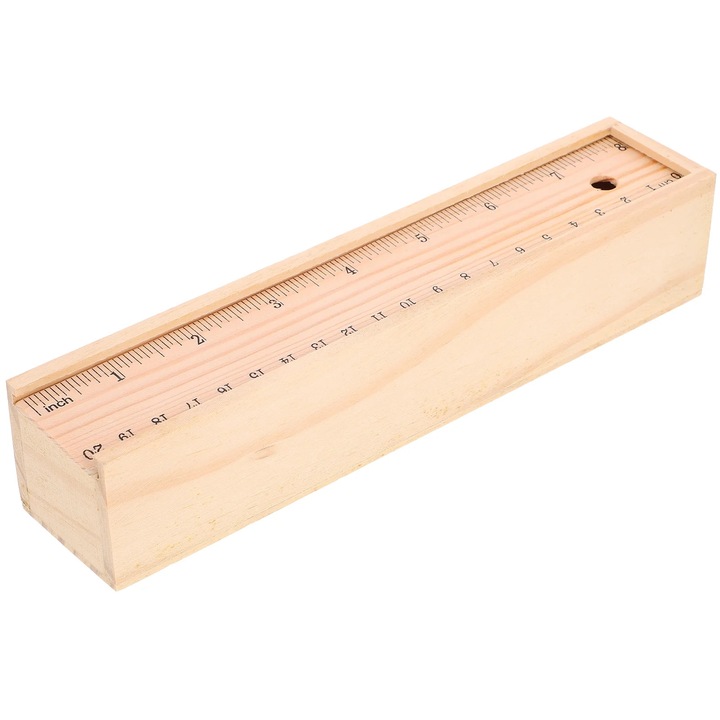 Penar din lemn, cutie cu sertar, 21x4.3x4.2cm, maro