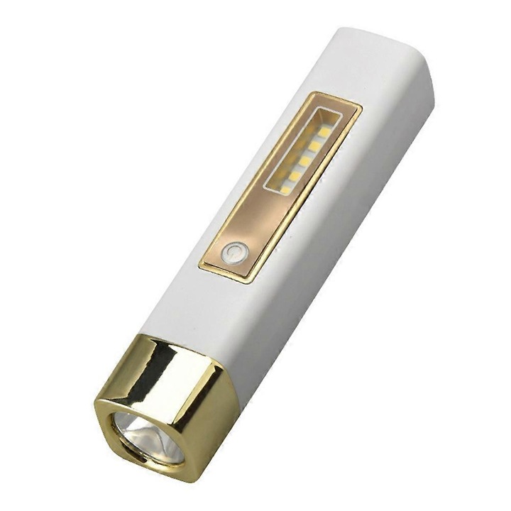 Hordozható kempinglámpa, LED COB, aranyfehér, 27x27x122mm