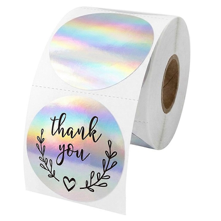 Holografikus kerek hőcímkék 5cm, öntapadós, 500 db