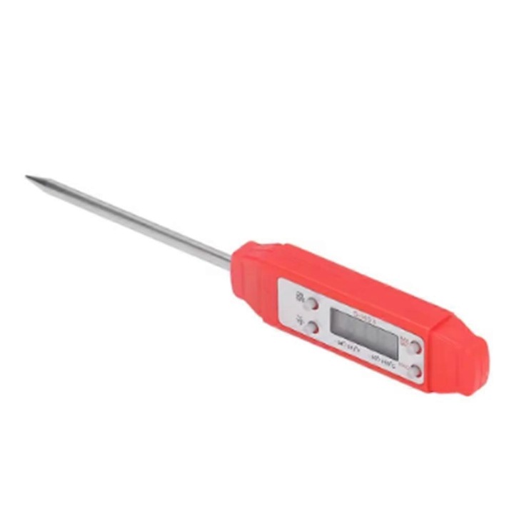 Digitális élelmiszer hőmérő, kalibrálás, piros, 160mAh