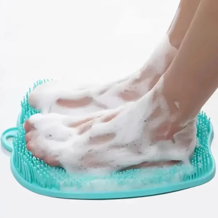Covoras pentru picioare, 28x28cm, exfoliant si masaj, antiderapant, negru