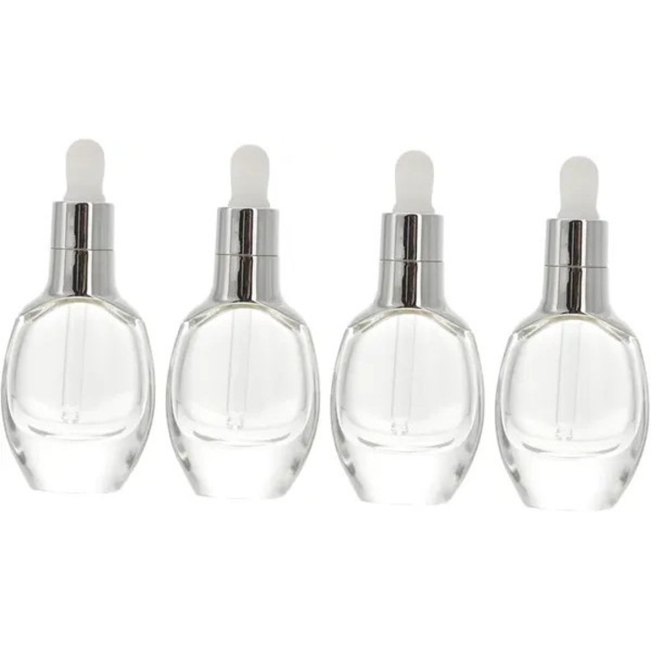 Set 4 sticle din sticla cu pipeta, 35ml, transparent, 13x6x3cm