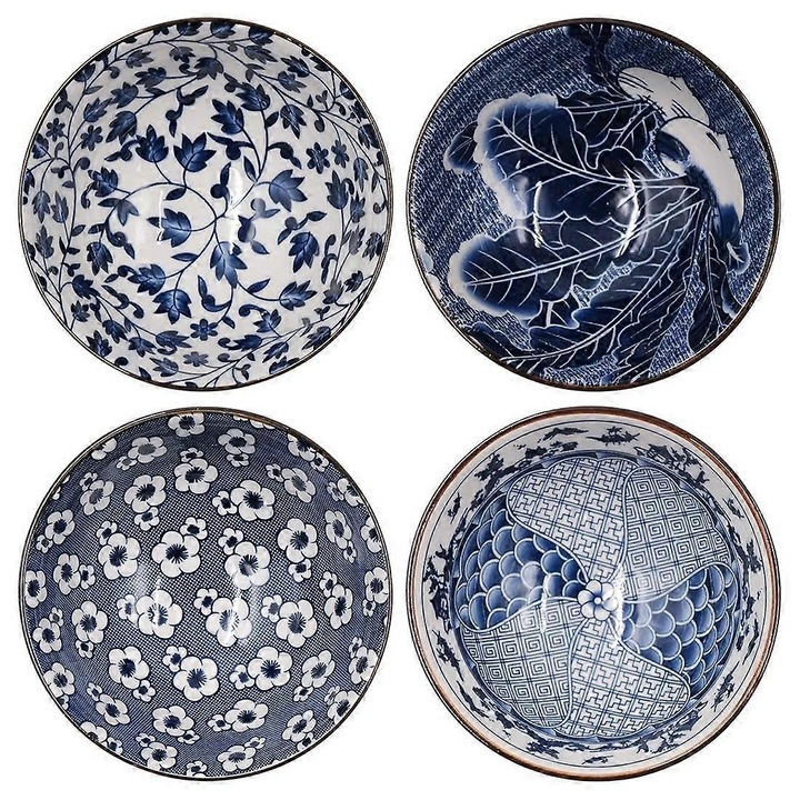 Japán kerámia tálkészlet, 4 db, 11.5x6cm, többszínű