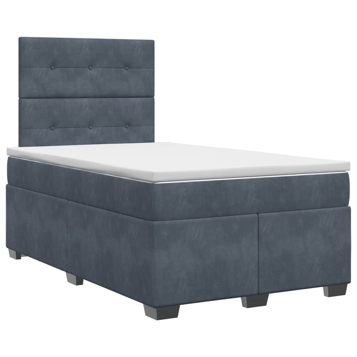vidaXL Boxspring ágy matraccal Sötétszürke 120 x 200 cm Bársony 3453621
