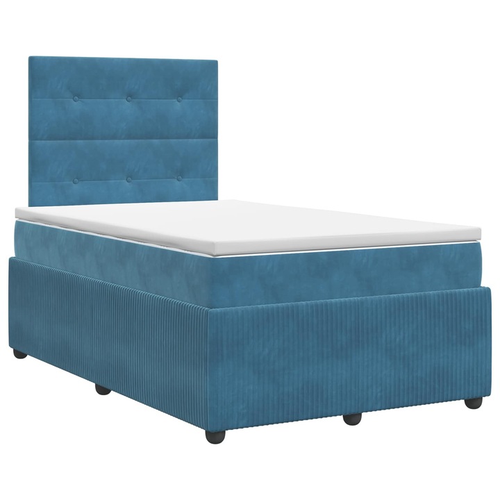 vidaXL Boxspring ágy matraccal fejtámlával Kék 120 x 190 cm Bársony 3454569