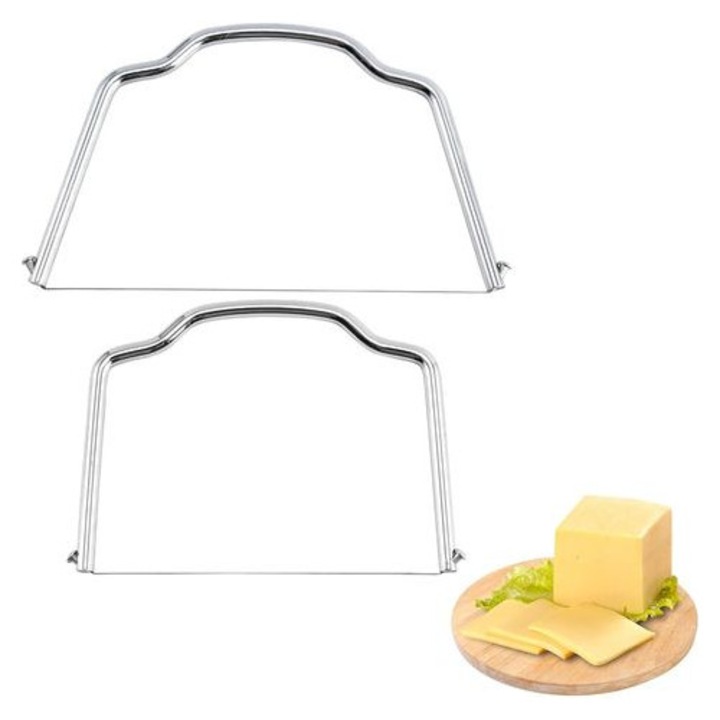 Trancheuse branza inox, 2 piese, argintiu, 10x7.5cm si 8x4.5cm