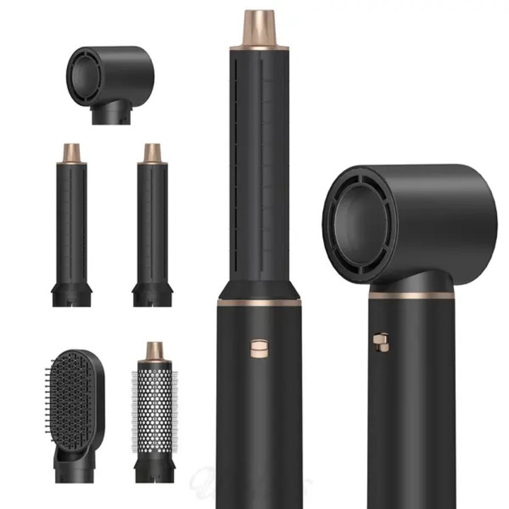 Perie de par 5 in 1 cu uscator si accesorii interschimbabile, 3 trepte temperatura, negru