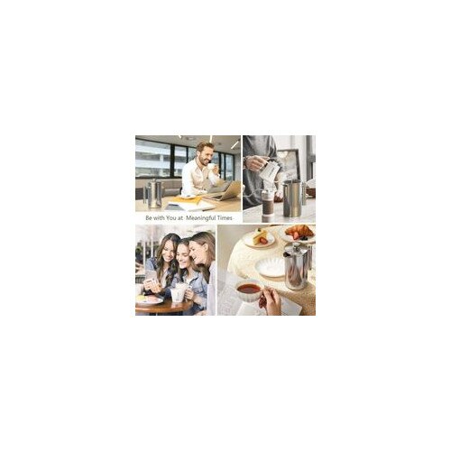 Cafetiera piston inox 1L, dublu filtru, mentine cald, 6.5mm grosime