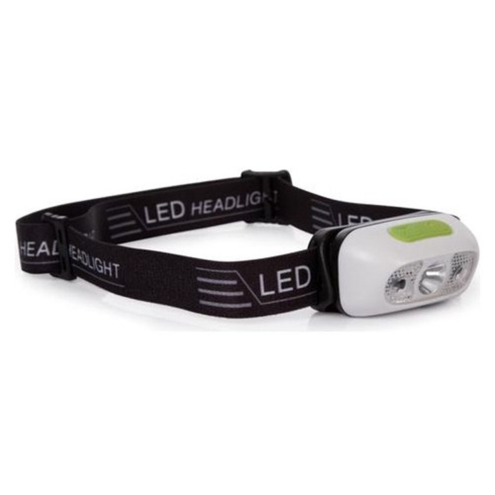 LED fejlámpa, be/ki érzékelő, fehér-zöld, 3.7V 1000mAh, 160lm, 4 mód, újratölthető
