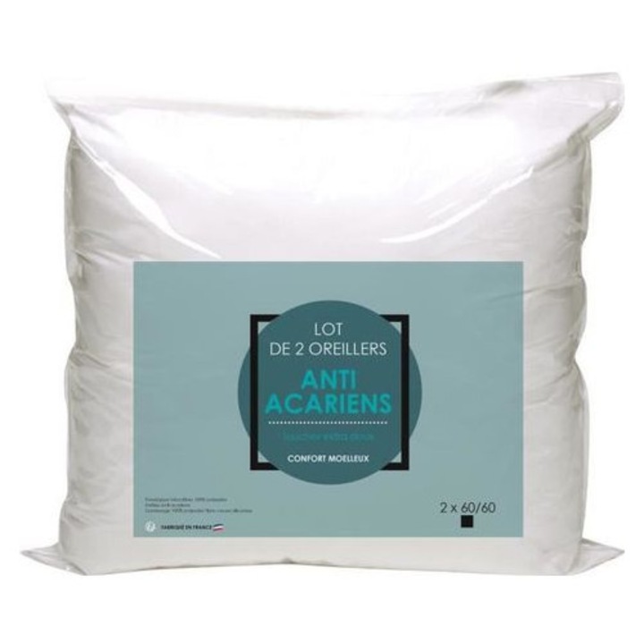2 db antiallergén mikroszálas párna szett 60x60cm, szilikon töltet 500g, fehér