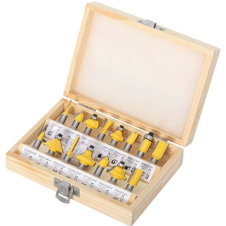 Set 15 freze de defrisat, 8mm, carbura tungsten, pentru lemn dur