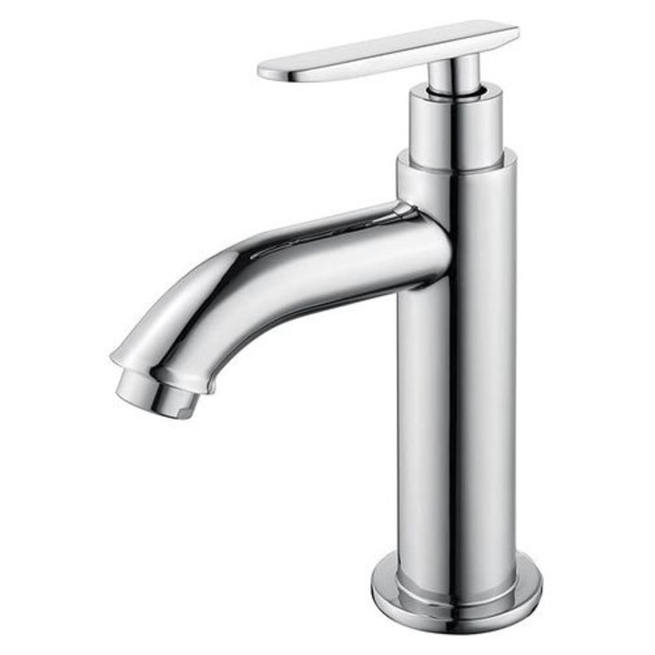 Mosdó csaptelep hideg vízhez, tartós fém, kerámia, krómozott, 9,5mm