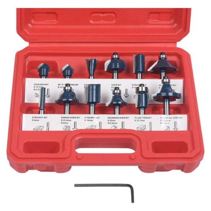 Set 12 freze lemn, OEM, diverse forme, 6.35mm, cutie plastic