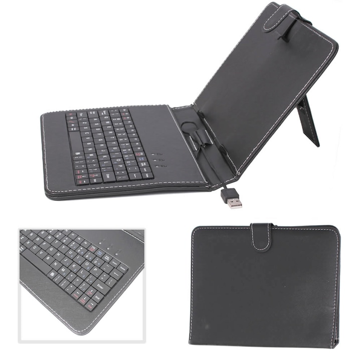 Калъф за таблет Royal Tablet Jacket Spring+KBD 8", USB, вградена клавиатура, за 8 инчови таблети, Черен