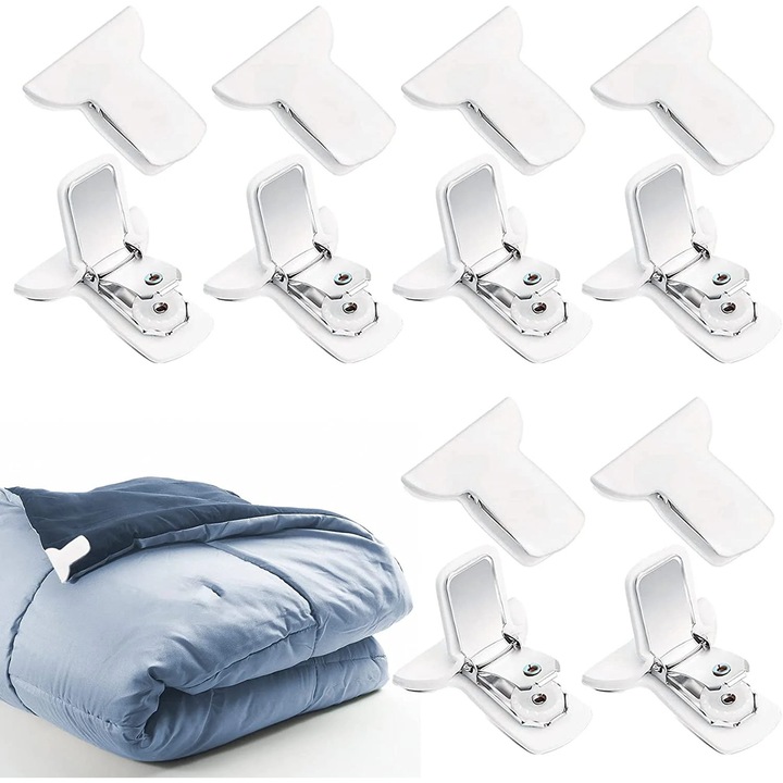 Set 2 cleme pentru pilota, fixare lenjerie, alb