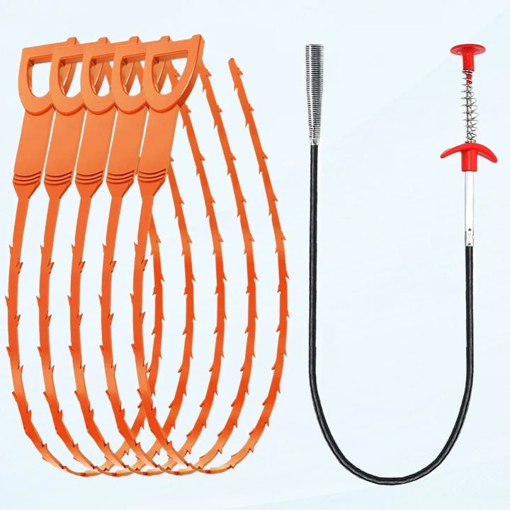 Set 6 piese curatator conducte flexibil 64 inch si indepartator par 20 inch, alb