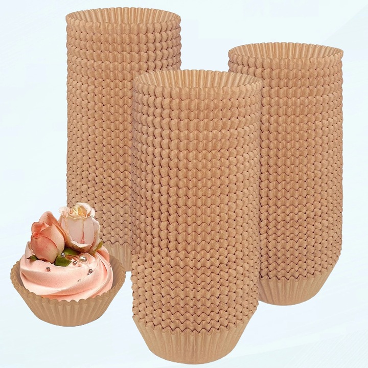 Форми за сладкиши, 600 бр., кафяви, 2x2.95x1.2 инча