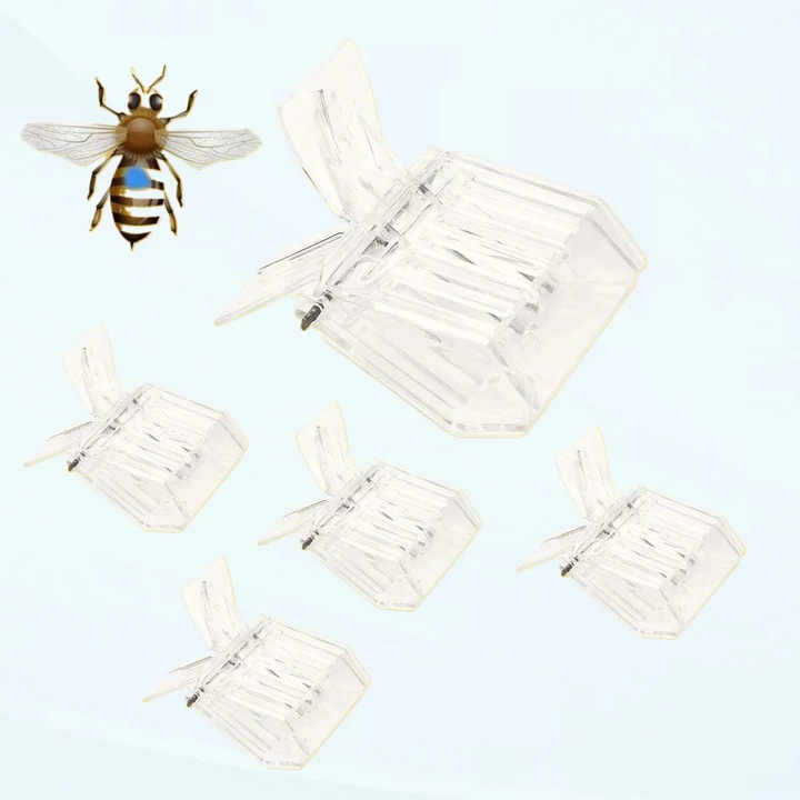 Cleste apicol pentru regine, set 5 bucati, plastic transparent
