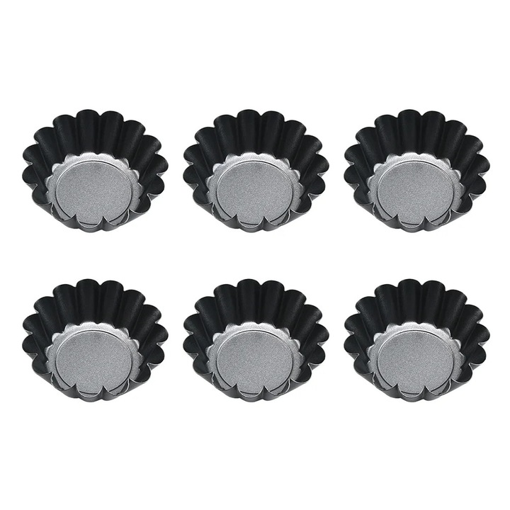 Set 6 forme prajituri mini, negru, 6.5x6.5x2.2cm, metal