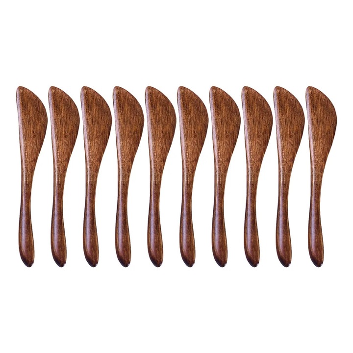 Set 10 cutite lemn pentru unt si branza, 15x2.5x0.5cm, maro